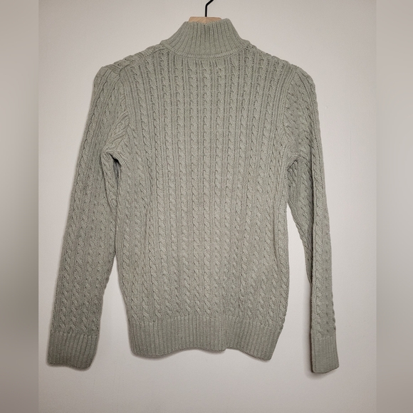 Croft & Barrow green zip henley cable knit turtleneck, sz l - Picture 3 of 7